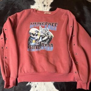 Graphic Sweatshirt with Eyelets